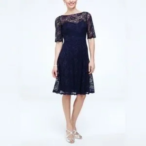 David’s Bridal Knee Length Lace 3/4 Sleeve Dress | 10 - Picture 2 of 9